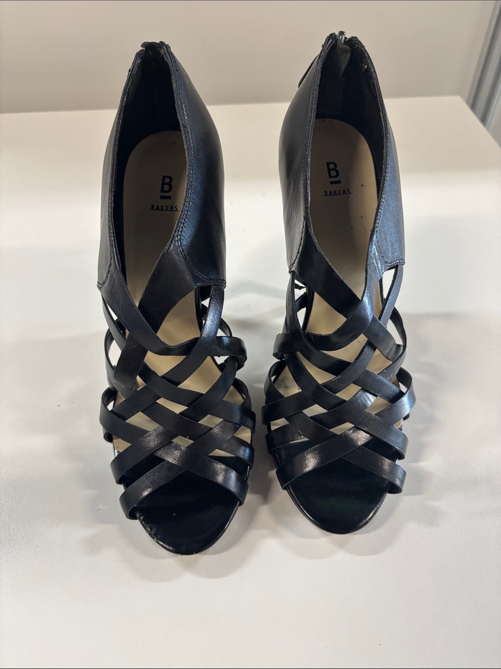 Bakers Black Strappy Woven Open-Toe Heels